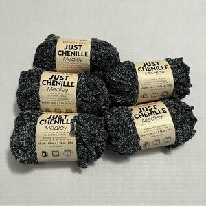 Premier Just Chenille Variegated Yarn in Black lot of 5